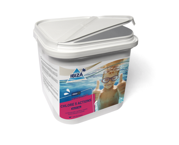 Produit chlore 5 actions galets 250g Gamme Piscines Ibiza